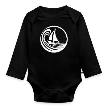 When life makes waves, just keep sailing - Organic Longsleeve Baby Bodysuit - black - Front