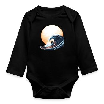 Surfing In The Sun - Baby Bio-Langarm-Body - Schwarz - Vorne