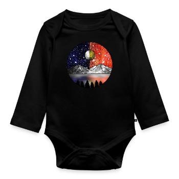 Cosmic Day and Cosmic Night - Organic Longsleeve Baby Bodysuit - black - Front