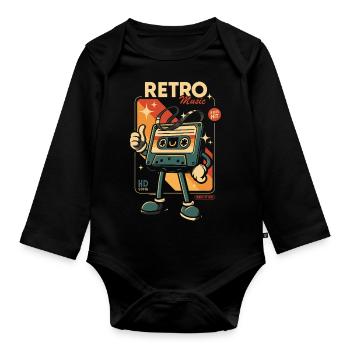 Retro music from the 80s - Organic Longsleeve Baby Bodysuit - black - Front