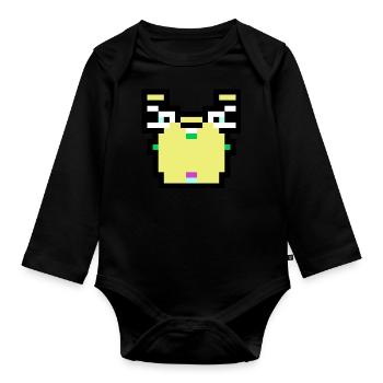 Pixel Krabbe - Baby Bio-Langarm-Body - Schwarz - Vorne