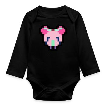 Pixel Maus - Baby Bio-Langarm-Body - Schwarz - Vorne