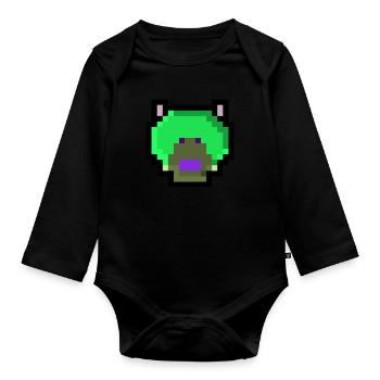Pixel Bär - Baby Bio-Langarm-Body - Schwarz - Vorne