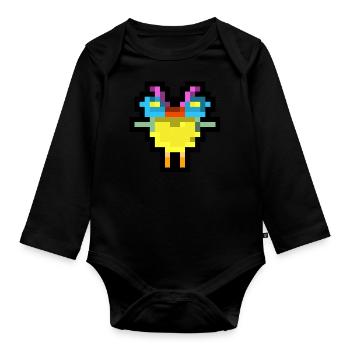 Pixel Bird - Baby Bio-Langarm-Body - Schwarz - Vorne
