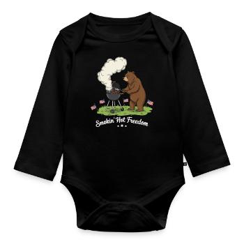 Strong barbecue pleasure - Organic Longsleeve Baby Bodysuit - black - Front