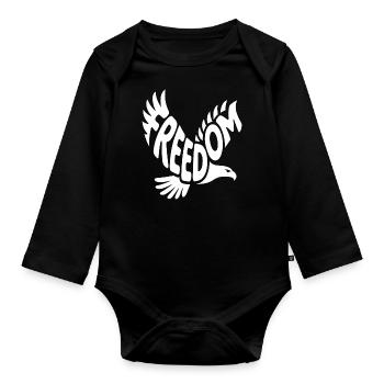 Freedom - Cool Bald Eagle Logo - Organic Longsleeve Baby Bodysuit - black - Front