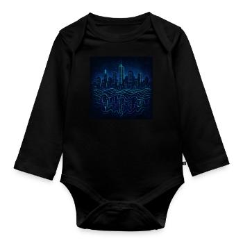 Neon Skyline with Reflection - Organic Longsleeve Baby Bodysuit - black - Front