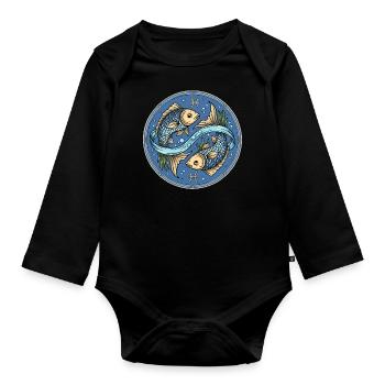 Fische angeln - Baby Bio-Langarm-Body - Schwarz - Vorne
