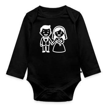Hochzeitspaar Ehepaar - Baby Bio-Langarm-Body - Schwarz - Vorne