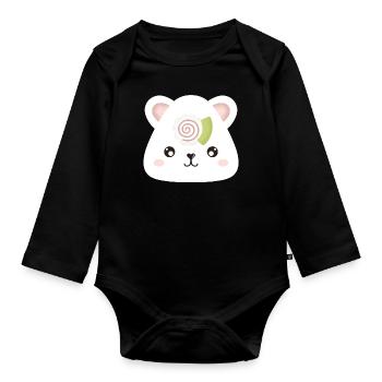 Kawaii Sushi Bär Onigiri - Baby Bio-Langarm-Body - Schwarz - Vorne