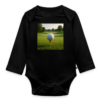 Sport - Golf, golf ball on tee - Organic Longsleeve Baby Bodysuit - black - Front