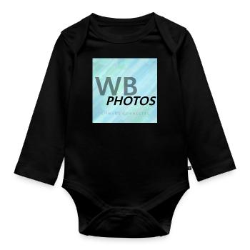 LIGHT BLUE WBP LOGO - Organic Longsleeve Baby Bodysuit - black - Front
