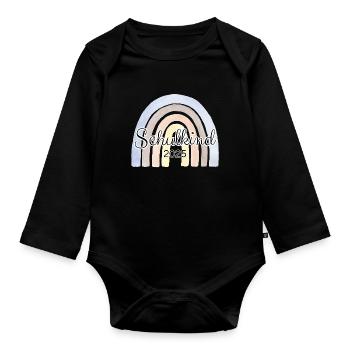 Schulkind Regenbogen Blau - Baby Bio-Langarm-Body - Schwarz - Vorne