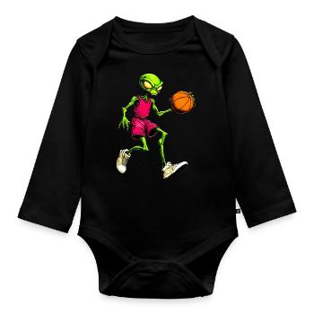 Basketball Aliens - Organic Longsleeve Baby Bodysuit - black - Front