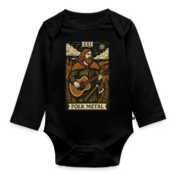 Folk Metal Tarot Card – Nordic Axe & Acoustic Fury - Organic Longsleeve Baby Bodysuit - black - Front