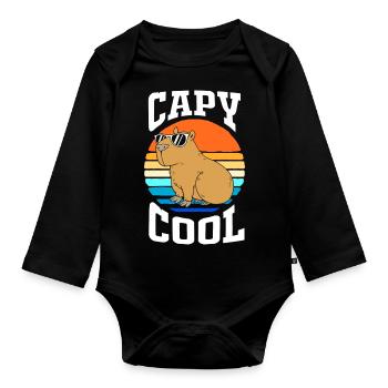 Capibara Capybara - Baby Bio-Langarm-Body - Schwarz - Vorne