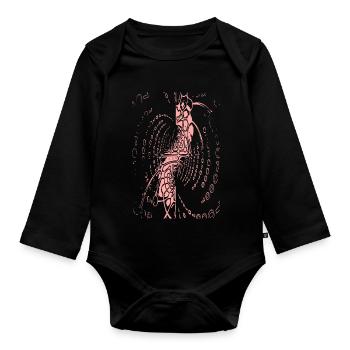 Spirale der Bytes: Meditationsfigur - Baby Bio-Langarm-Body - Schwarz - Vorne