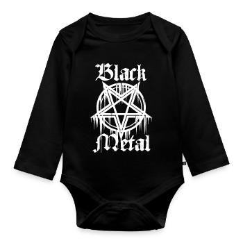 Black Metal mit Pentagramm - Baby Bio-Langarm-Body - Schwarz - Vorne