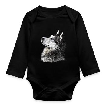 Husky - Body Bébé bio manches longues - noir - Devant