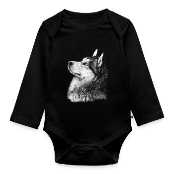 Husky - Baby Bio-Langarm-Body - Schwarz - Vorne