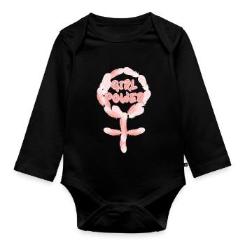 Le pouvoir des filles - Body Bébé bio manches longues - noir - Devant