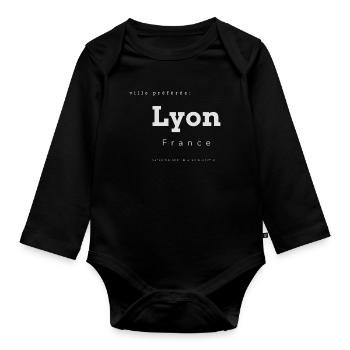 Lyon Favorite City Memory Coordinates - Organic Longsleeve Baby Bodysuit - black - Front