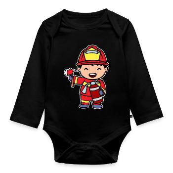 Casque d’extincteur volontaire des pompiers - Body Bébé bio manches longues - noir - Devant