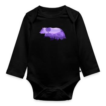 Bear - Organic Longsleeve Baby Bodysuit - black - Front