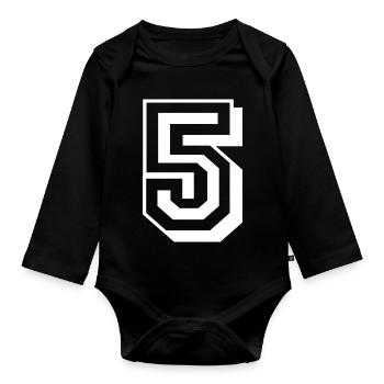 5 Cinq chiffres d’anniversaire blanc - Body Bébé bio manches longues - noir - Devant