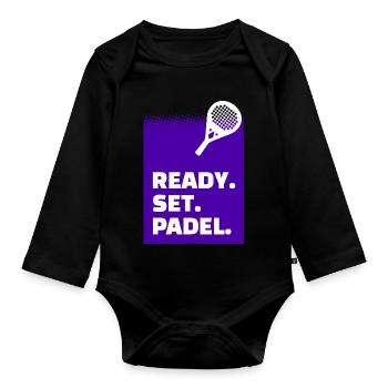 Padelspiel Statement Training Turnier Racket Padel - Baby Bio-Langarm-Body - Schwarz - Vorne