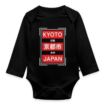 Kyoto Japon Blocs Motif - Body Bébé bio manches longues - noir - Devant