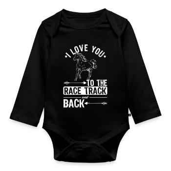 Pferderennen Pferde Design - Baby Bio-Langarm-Body - Schwarz - Vorne