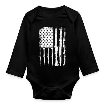 Clarinet USA Flag - Organic Longsleeve Baby Bodysuit - black - Front
