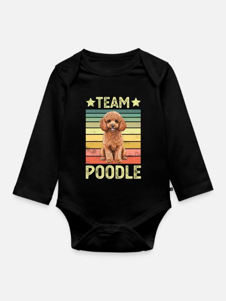 Hund Pudel - Baby Bio-Langarm-Body - Schwarz