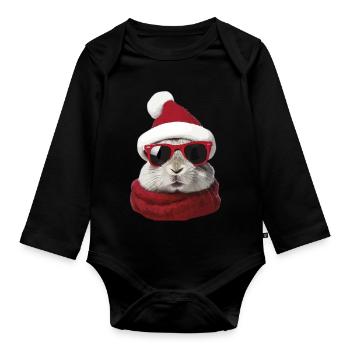 Lapin de Noël Tenue drôle Lapin mignon Lapin - Body Bébé bio manches longues - noir - Devant