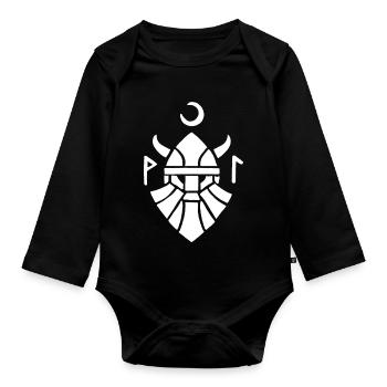 Symbole blanc du guerrier viking - Body Bébé bio manches longues - noir - Devant