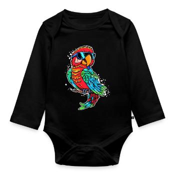 Amoureux Des Oiseaux, Perroquet, Animal, Oiseau, Animal De Compagnie, Jungle - Body Bébé bio manches longues - noir - Devant