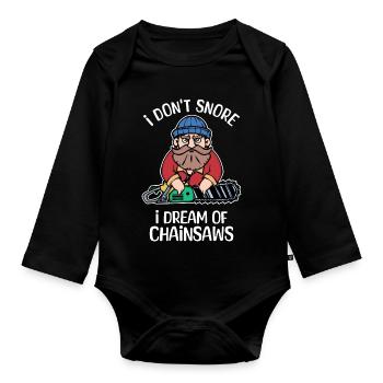 Chainsaw Statement Lumberjack Sawdust Wood - Organic Longsleeve Baby Bodysuit - black - Front