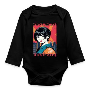 Tokyo Japan - Organic Longsleeve Baby Bodysuit - black - Front