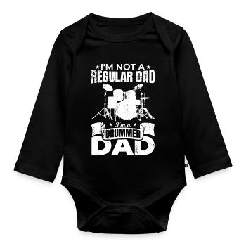 Ich bin ein Schlagzeuger Vater - Baby Bio-Langarm-Body - Schwarz - Vorne