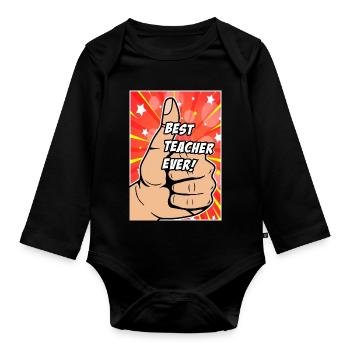 Meilleur professeur de tous les temps - Body Bébé bio manches longues - noir - Devant