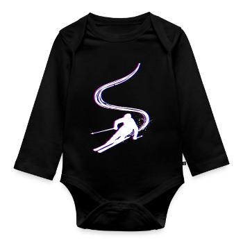 Pistengaudi Schispringen Schifahren Wintersport - Baby Bio-Langarm-Body - Schwarz - Vorne