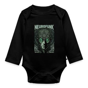 Neurofunk Cyborg Head Drum and Bass Music - Organic Longsleeve Baby Bodysuit - black - Front