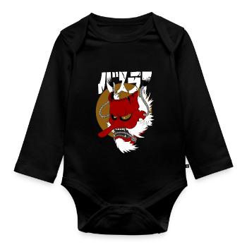 Japanische Dämonenmaske - Baby Bio-Langarm-Body - Schwarz - Vorne