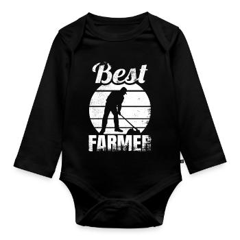 Bester Landwirt - Baby Bio-Langarm-Body - Schwarz - Vorne