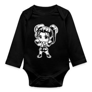 Kickboxer Manga Style - Organic Longsleeve Baby Bodysuit - black - Front