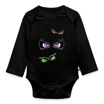 Halloween eyes evil - Organic Longsleeve Baby Bodysuit - black - Front