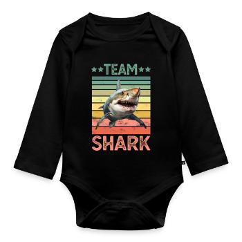 Shark Shark - Organic Longsleeve Baby Bodysuit - black - Front