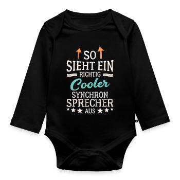 So sieht ein richtig cooler Synchronsprecher aus - Baby Bio-Langarm-Body - Schwarz - Vorne
