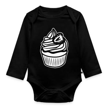 Cake Sketch - Organic Longsleeve Baby Bodysuit - black - Front